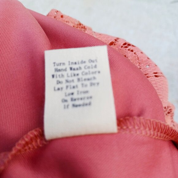 Peach Lace Short Sleeve Tunic Dress By Perch Blu Pepper 3XL With Back Zip Closur - Picture 7 of 7